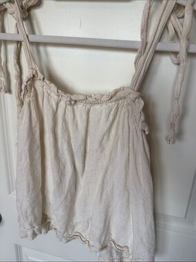 J. Crew linen Cream Tie-Shoulder Tank